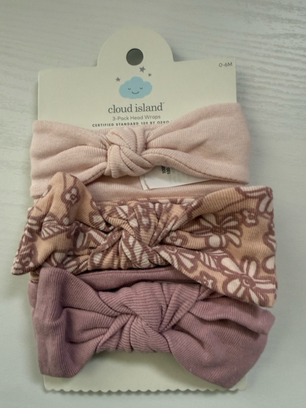 Infant Cloud Island Blush and Mauve Head Wrap Trio